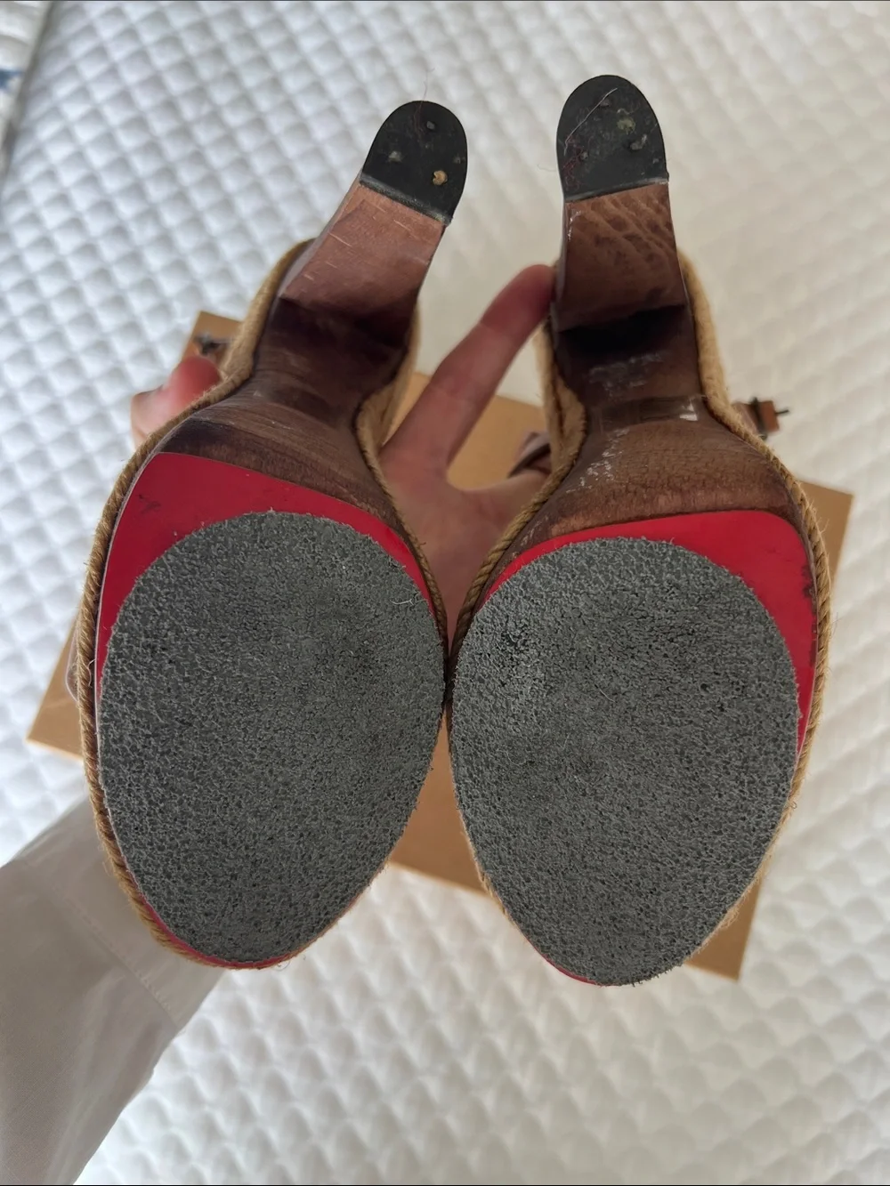 Christian Louboutin Brown Leather Espadrille Sandals